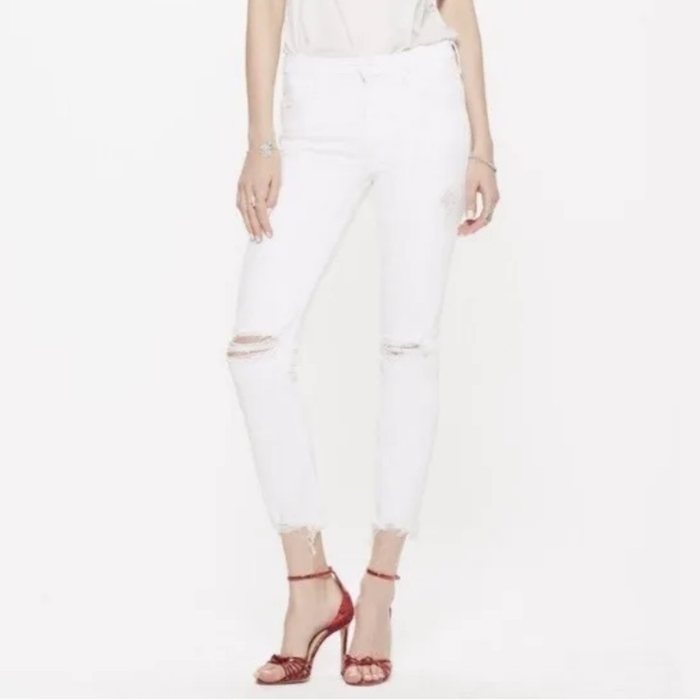 Mother The Flirt Ankle Chew Almost Innocent Distressed High Rise Skinny Jeans